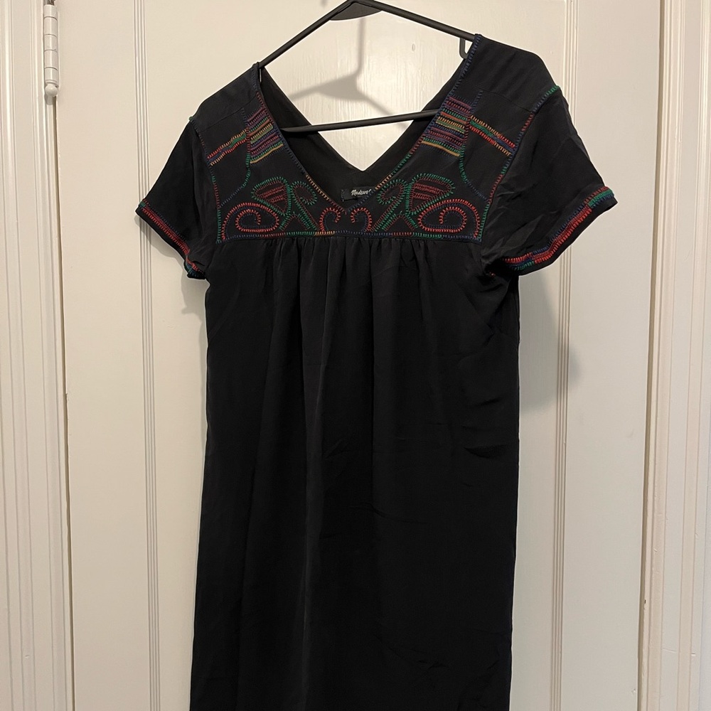 Madewell Sz XS Embroidered Silk Colorstitch Dress